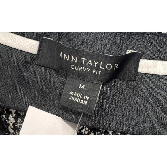 Ann Taylor Curvy Fit 14 NEW NWT Black Gray White Herringbone Pants - Picture 3 of 8